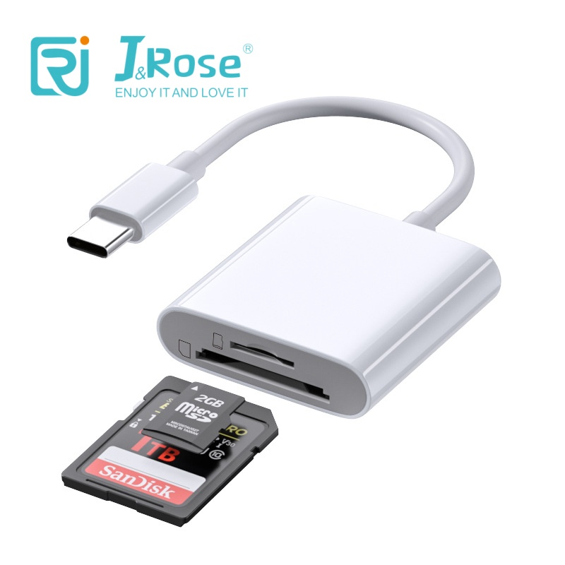 J&Rose Lightning to SD and TF Dual Card Reader for iPhone iPad, 2-in-1 Memory Card Adapter for SD and Micro SD Card, High-Speed Transmission, support 1TB memery maximum，Plug and Play