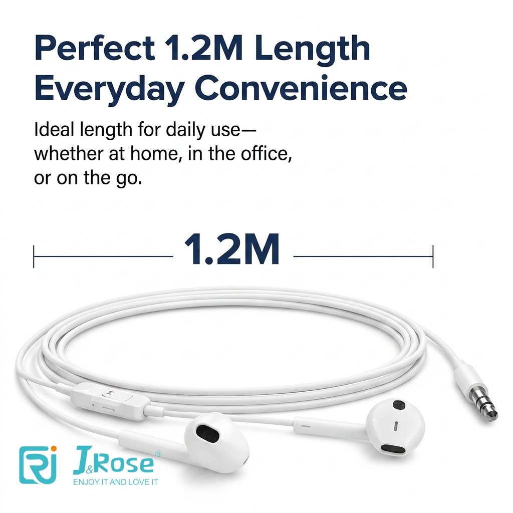 J&Rose 3.5mm Wired Earphones in-Ear Headphones with Microphone Stereo Deep Bass Hi-Fi Sound for iPhone iPad Android Samsung PC Laptop Gaming Sports