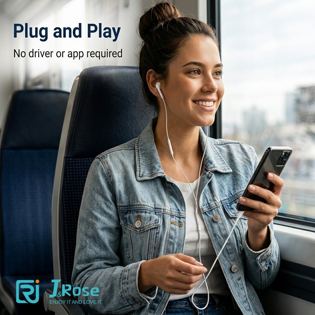 J&Rose New Upgrade TYPE-C to 3.5mm Adapter, Lossless Sound Quality, Type-C to Headphone Jack Converter, Easy Connection, Plug and Play for Smartphones, Tablets, Laptops