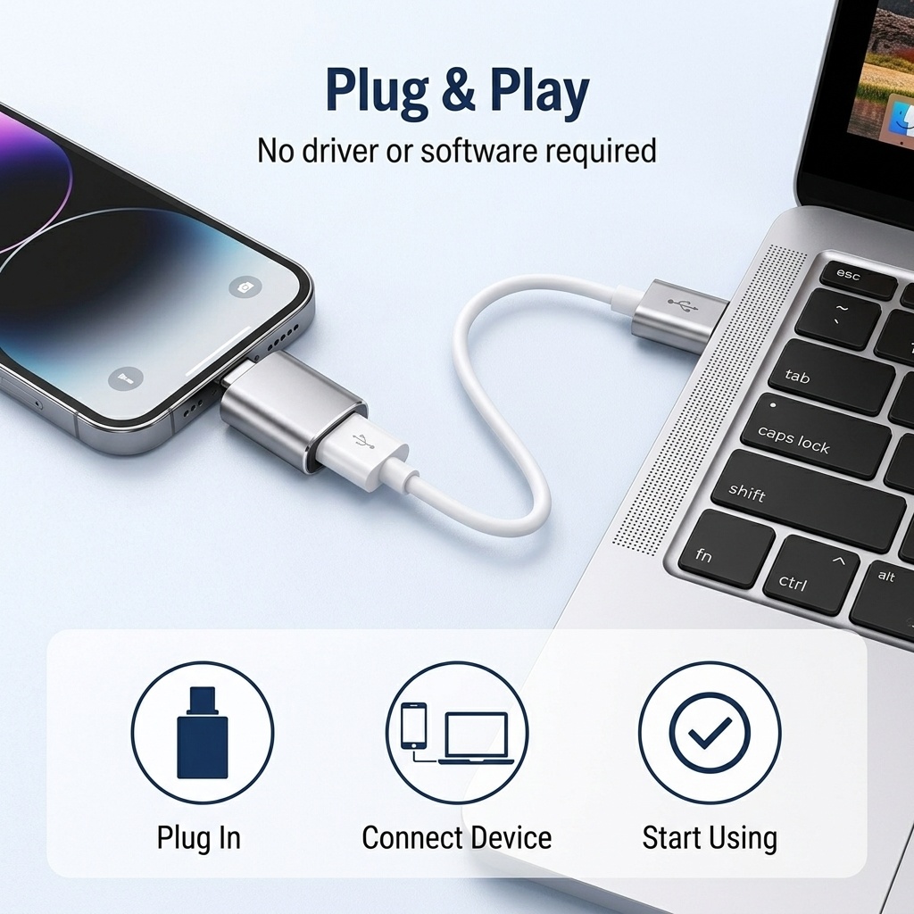 J&Rose TYPE-C OTG Adapter Type-C Male to USB3.0 Female 5Gbps High-Speed Data Transfer Support 5V/2A Charging Durable metal case connect USB flash drive Keyboard Mouse Hard Drive for Phone Tablet PC