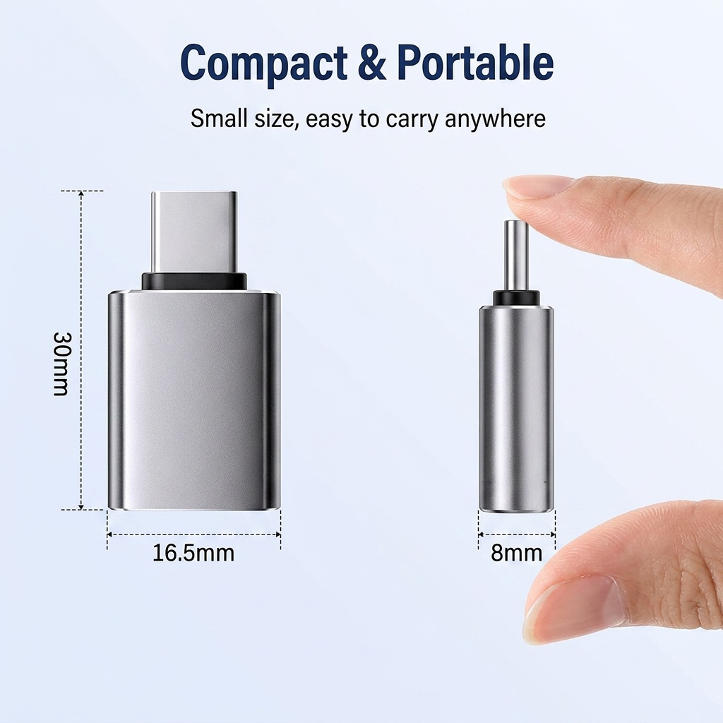 J&Rose TYPE-C OTG Adapter Type-C Male to USB3.0 Female 5Gbps High-Speed Data Transfer Support 5V/2A Charging Durable metal case connect USB flash drive Keyboard Mouse Hard Drive for Phone Tablet PC