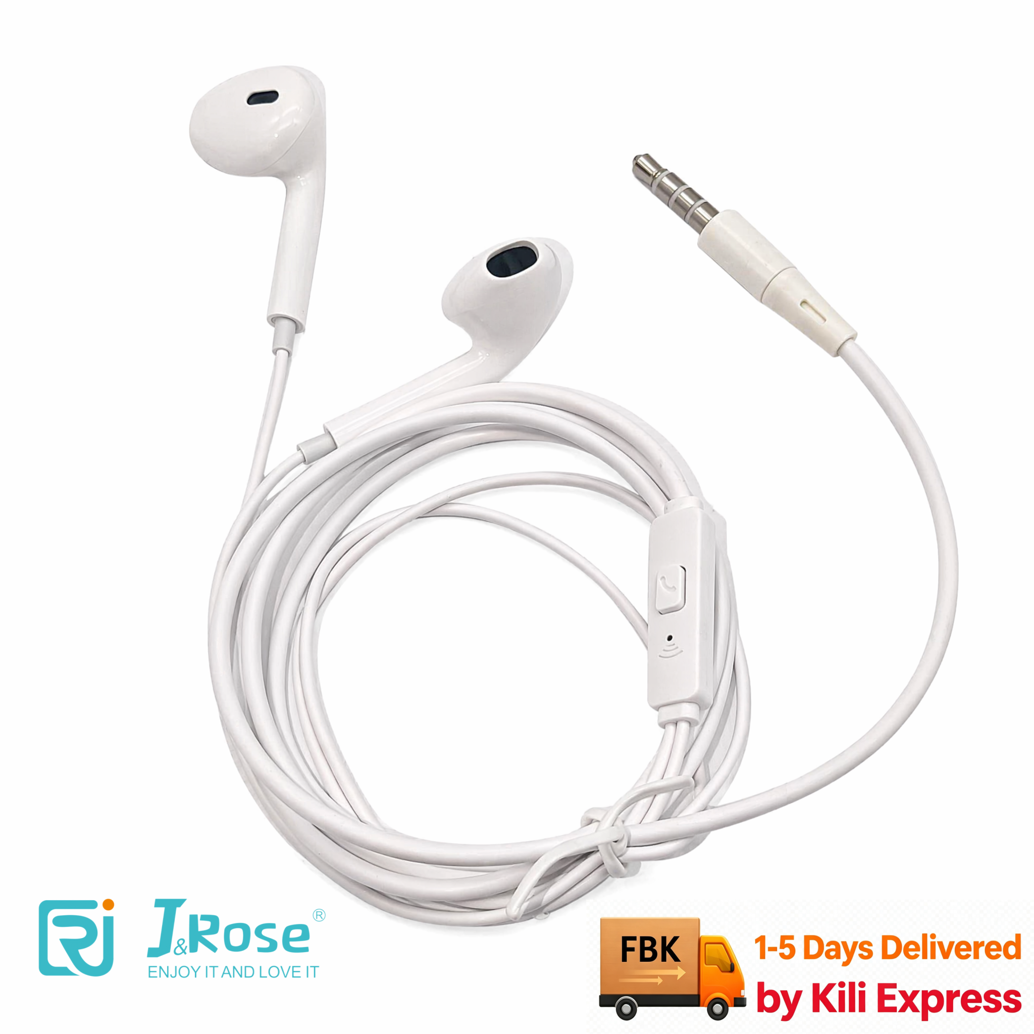J&Rose 3.5mm Wired Earphones in-Ear Headphones with Microphone Stereo Deep Bass Hi-Fi Sound for iPhone iPad Android Samsung PC Laptop Gaming Sports