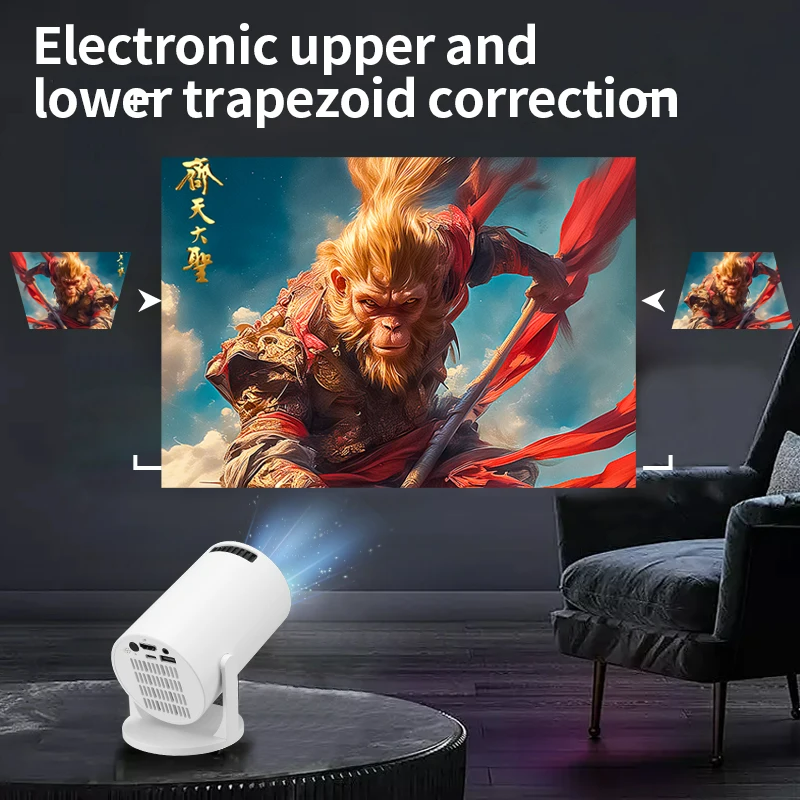 2026 New HY300 Projector with WiFi6 & BT5.0 Portable Beamer Android TV 1080P/4K Support Auto Keystone Smart Proyector HD Home Cinema Video Movies Video Game Projection