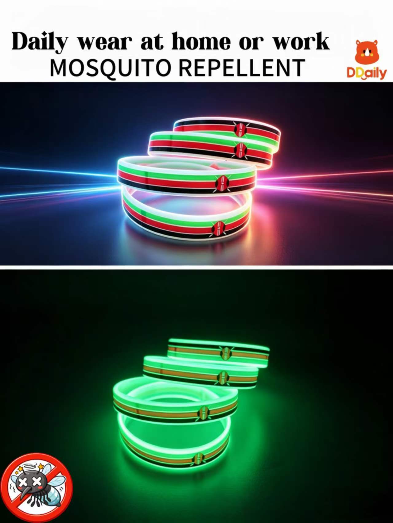 Mosquito Repellent Wristband -Mosquito Repellent Bracelet – Long Lasting DEET-Free Anti Mosquito Band for Outdoor Camping, Fishing, Hiking & Daily Use