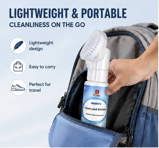 D-Daily No-Rinse Shoe Cleaner & Whitening Foam with Brush – Sneaker Cleaning Solution