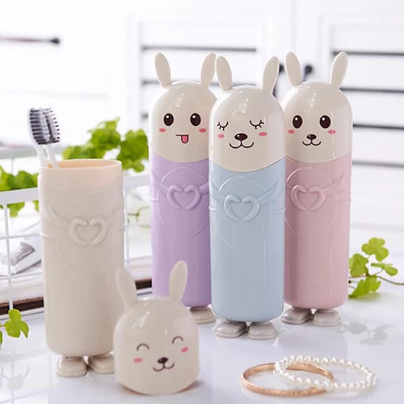 Cartoon Rabbit Travel Toothbrush Holder – Cute Portable Toothbrush Storage Case for Home & Travel