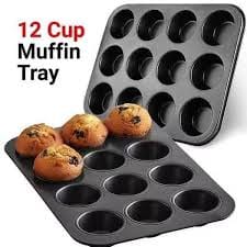 Nonstick 12-Hole Cupcake Baking Tin, Muffin Tray & Cupcake Mould for Home Baking