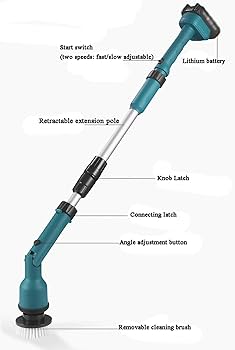 Rechargeable Electric Spin Scrubber 3-in-1 with Extendable Handle 120cm – Heavy Duty Cordless Cleaning Brush