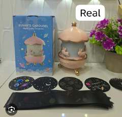Dreamy Star Bunny Projector – 6-Theme Rotating LED Night Light & Carousel Starry Sky Lamp for Kids Bedroom, Rechargeable Bedside Ambient Nursery Lamp (BPA-Free, Dimming)