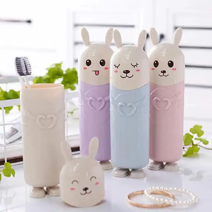 Cartoon Rabbit Travel Toothbrush Holder – Cute Portable Toothbrush Storage Case for Home & Travel