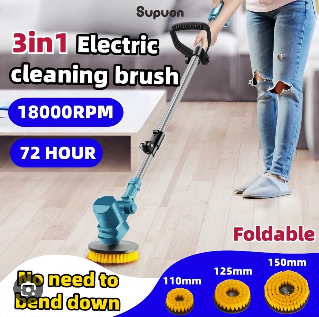 Rechargeable Electric Spin Scrubber 3-in-1 with Extendable Handle 120cm – Heavy Duty Cordless Cleaning Brush