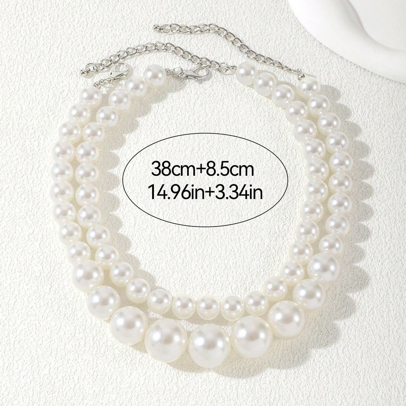 2 pc Vintage and exaggerated large pearl choker collar necklace. Elegant multi-layered bead necklace.women's fashion jewelry accessories