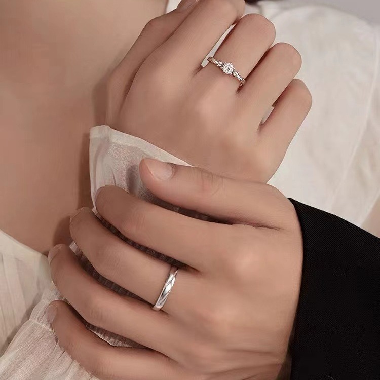 2 Piece set Couple rings set for men women adjustable rings jewelry korean style ring wedding /Engagement jewellery