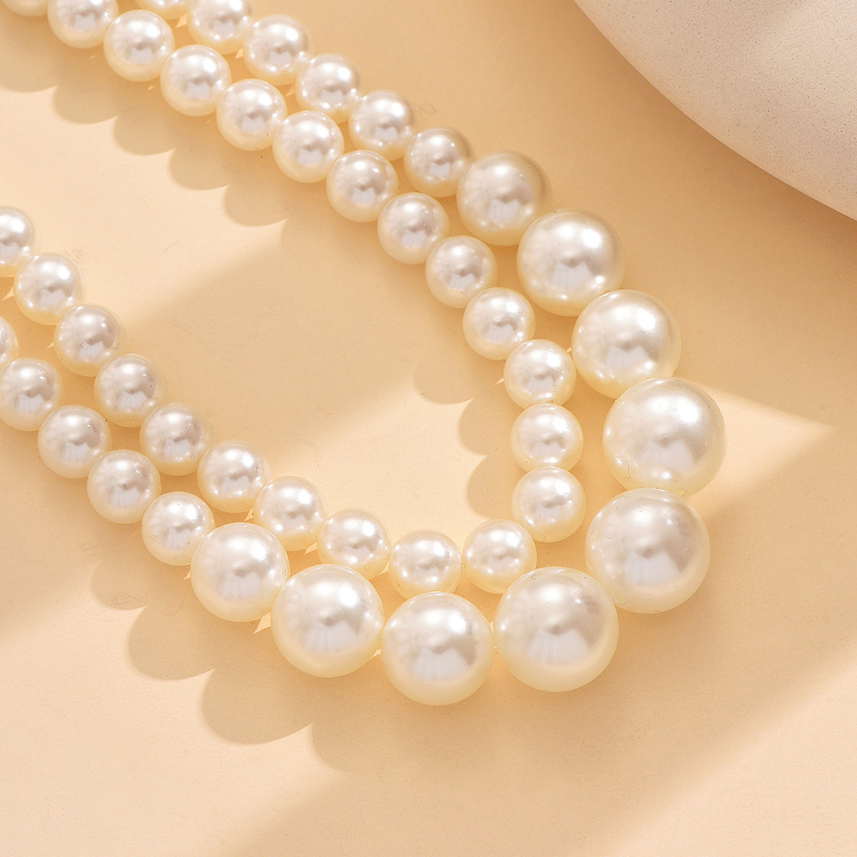 2 pc Vintage and exaggerated large pearl choker collar necklace. Elegant multi-layered bead necklace.women's fashion jewelry accessories