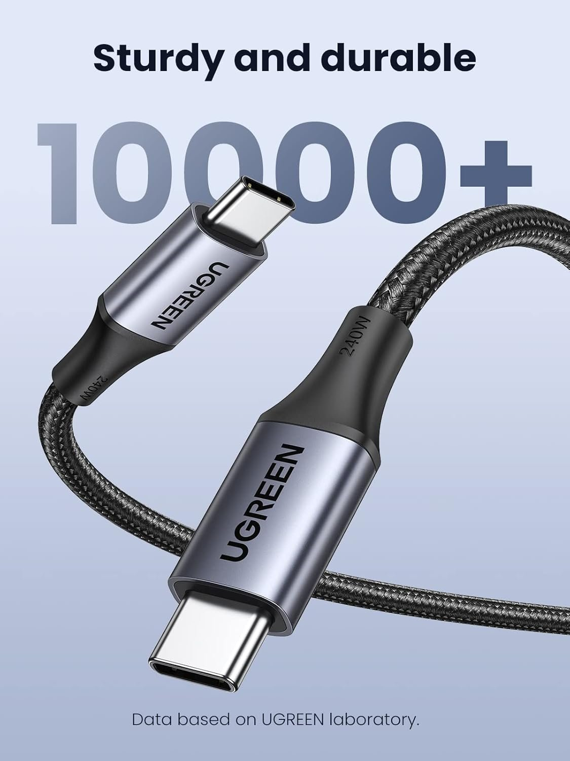 UGREEN US535 240W USB-C to USB-C, 480MBs,  PD Fast Charging Cable 5A Max Space Gray 1m