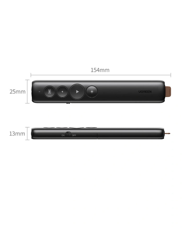 UGREEN LP479 Wireless Presenter UG-50654 – with Red Laser Pointer, USB 2.4GHz Remote Control, Plug & Play Presentation Clicker for PowerPoint & Keynote