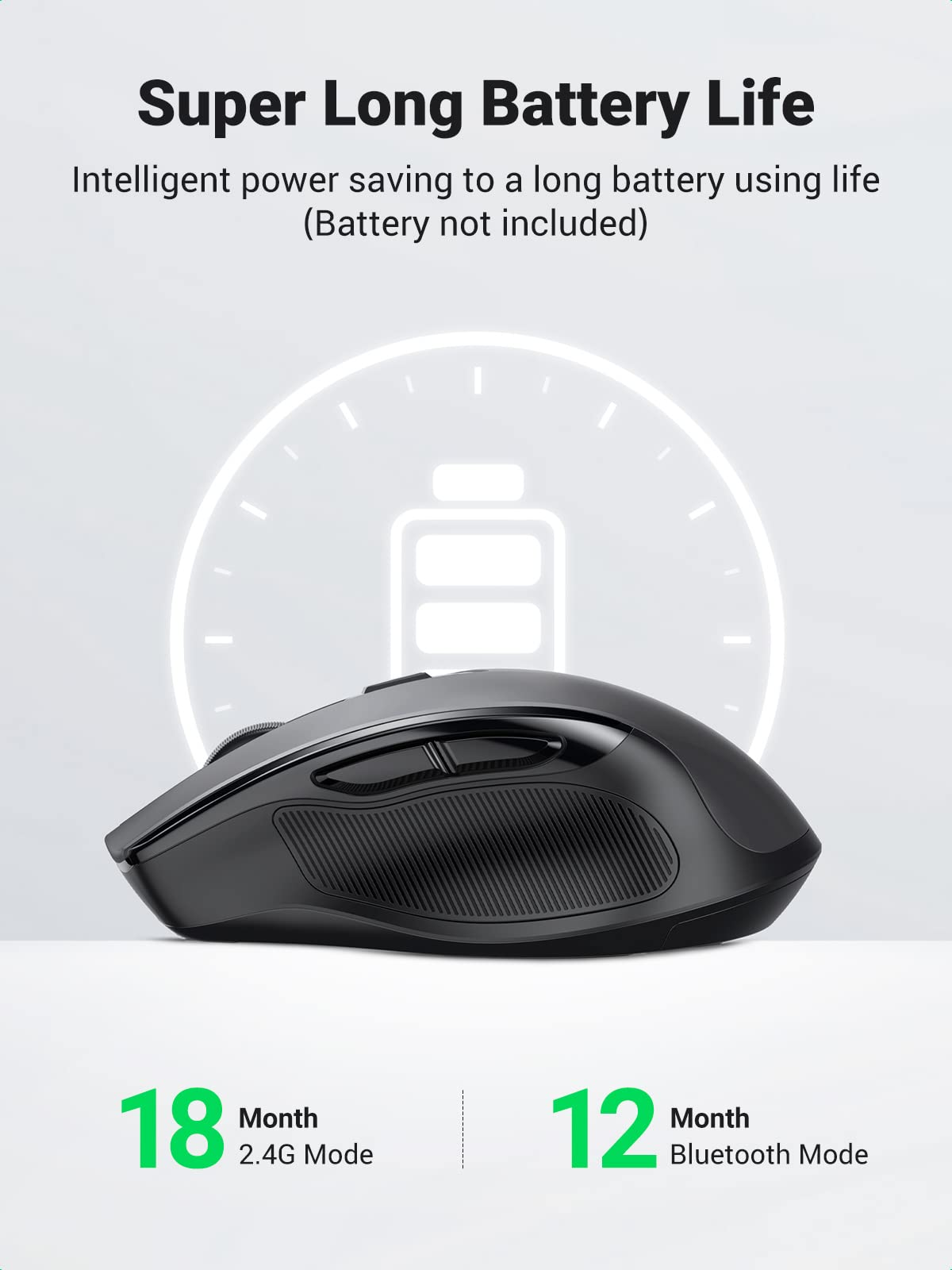 UGREEN Wireless Ergonomics Mouse with Bluetooth, Dual-Mode Freedom, Ergonomic Comfort, Precision Control, 300-Day Marathon Battery, Windows/macOS/iOS/Android/Linux