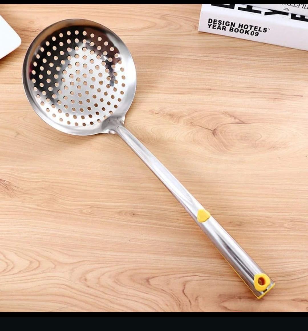 CLEARANCE PRICE !Stainless Steel Chips & Mandazi Skimmer – Frying Oil Strainer Spoon.Make frying easier & safer with this Chips & Mandazi Skimmer. Designed for lifting & draining fried foods