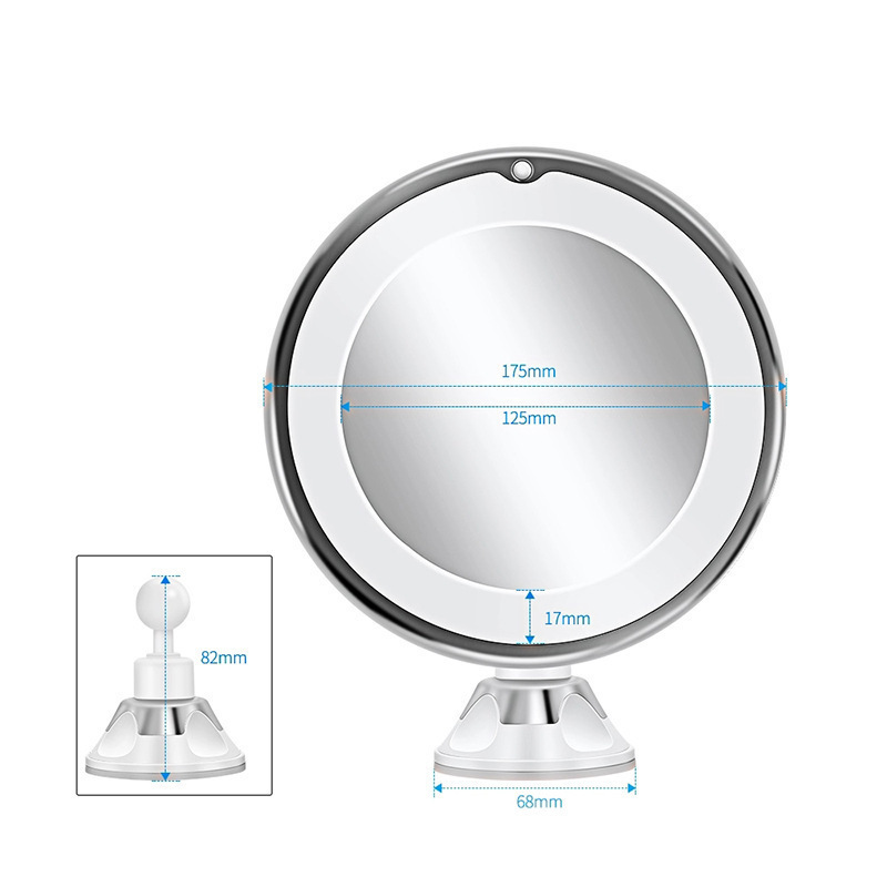 Makeup mirror with LED fill light, dry battery, suction cup folding, internet famous beauty mirror, beauty mirror