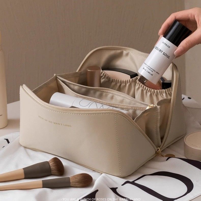 Wash and storage bag, waterproof makeup bag, female large-capacity travel makeup bag, portable PU makeup bag, female multi-functional wash and rinse