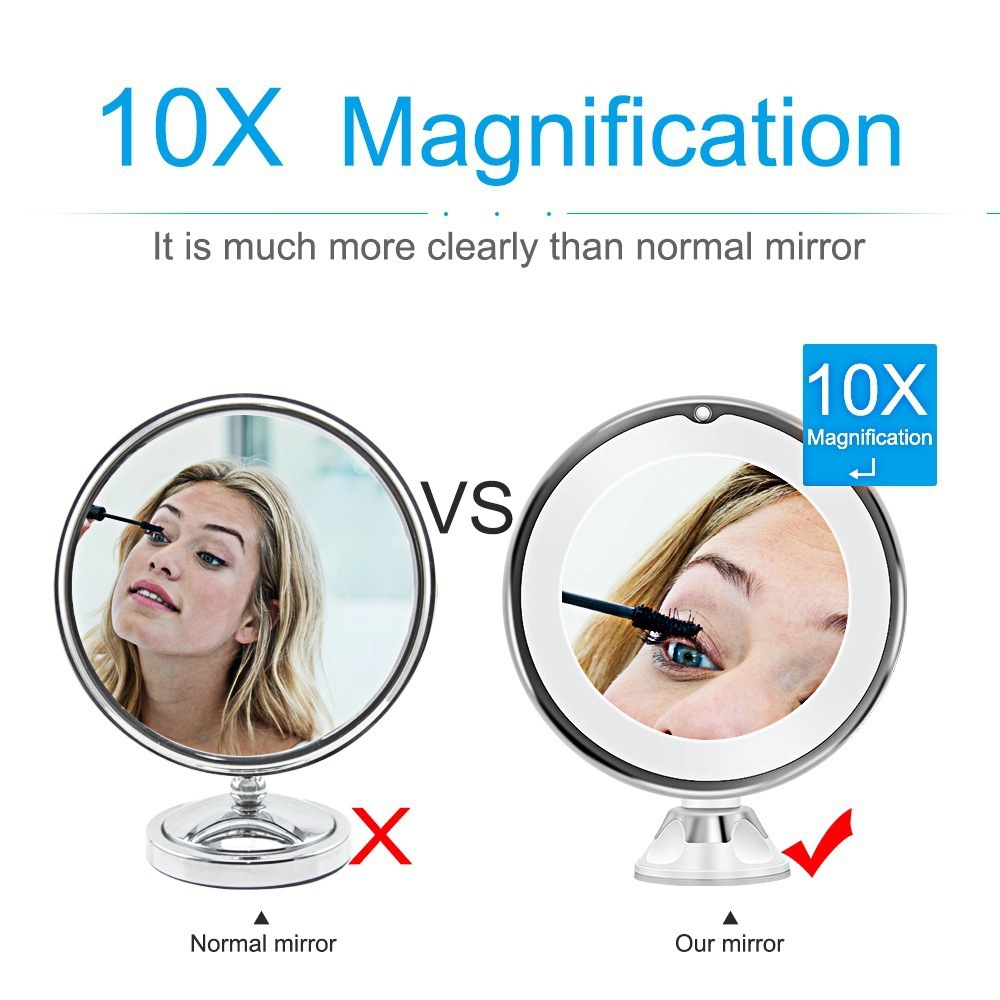 Makeup mirror with LED fill light, dry battery, suction cup folding, internet famous beauty mirror, beauty mirror