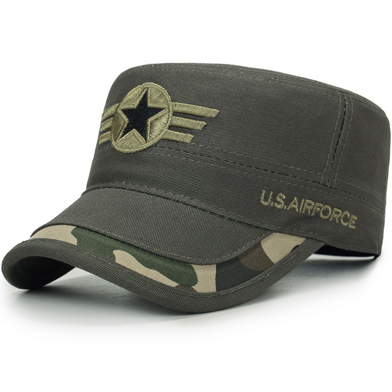 New camouflage military cap, embroidered baseball cap, fashionable outdoor jungle camouflage hat, flat-top baseball cap, men's casual hat