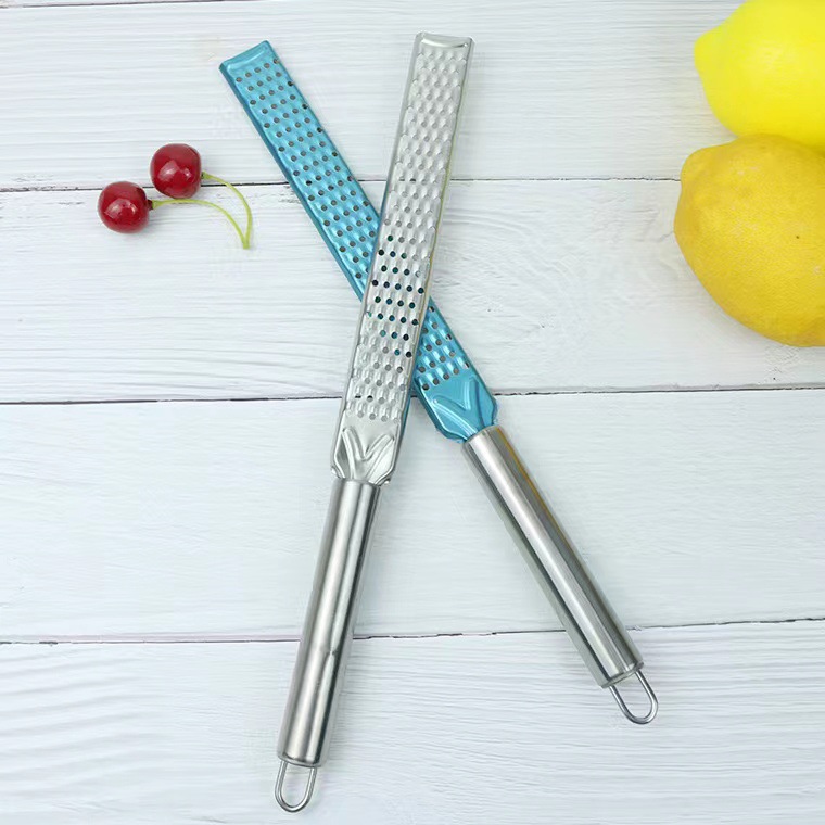Stainless steel long-handled cheese grater, household cheese grater, potato grater, lemon peel and zester, kitchen gadgets