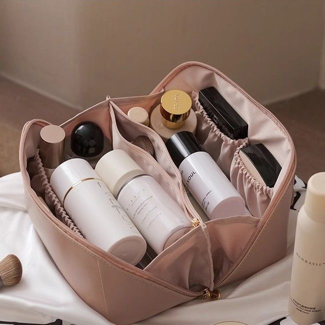 Wash and storage bag, waterproof makeup bag, female large-capacity travel makeup bag, portable PU makeup bag, female multi-functional wash and rinse