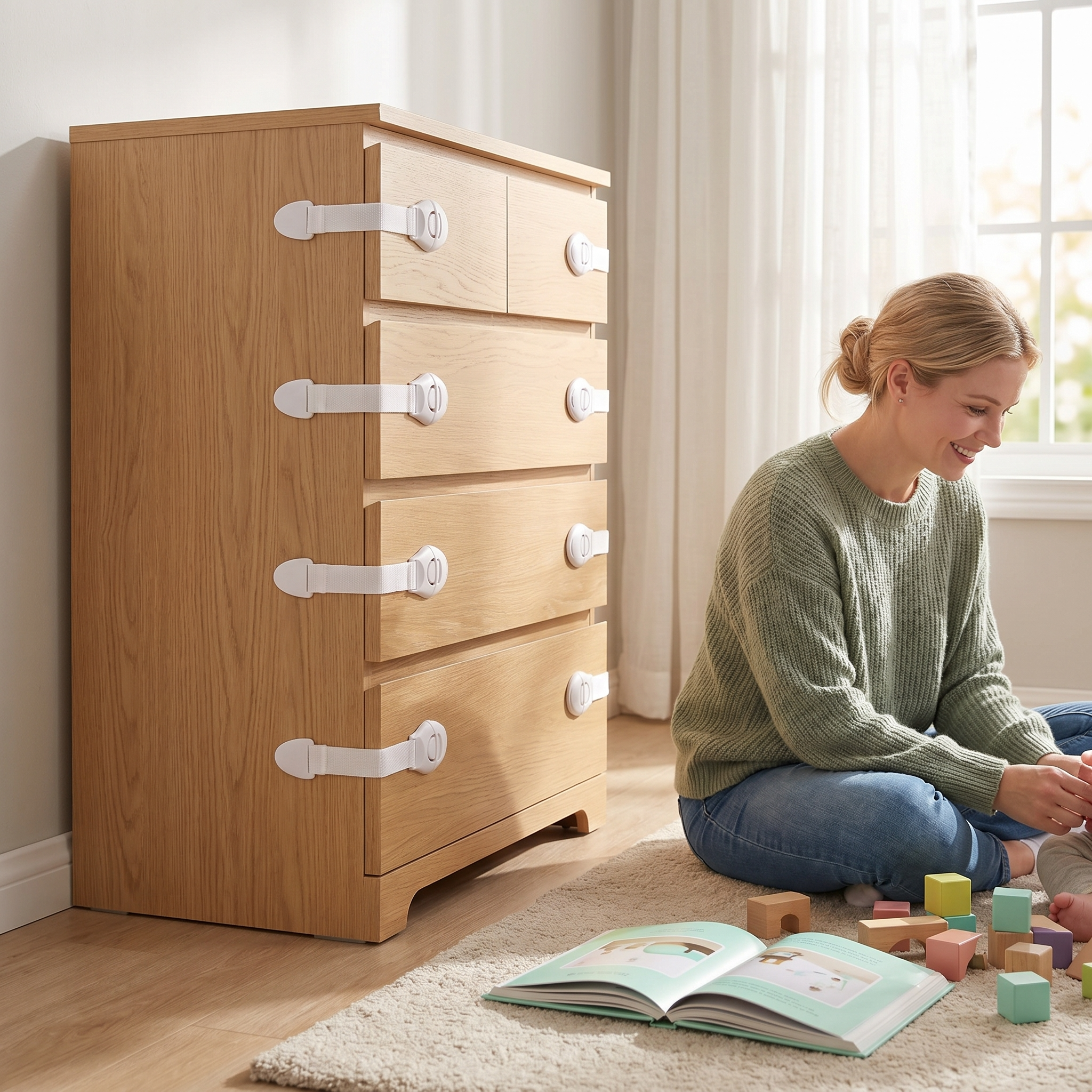 10 sets of child safety locks, suitable for cabinets, drawer anti-fridge safety locks, toilets, and webbing locks