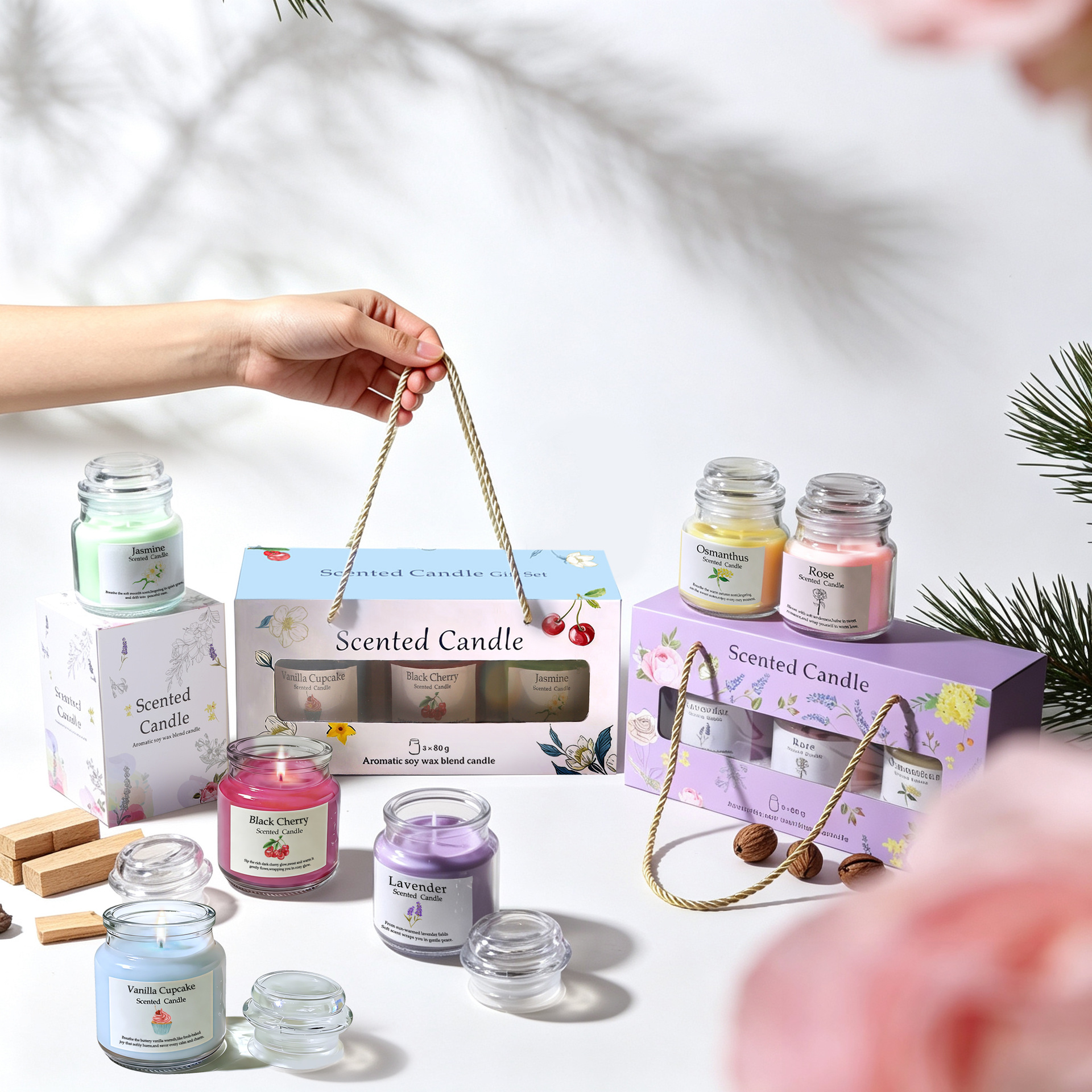 Female aromatherapy birthday gift, decorative candle with natural and long-lasting fragrance, smoke-free, stress relieving, fragrance candle gift, smokeless candle