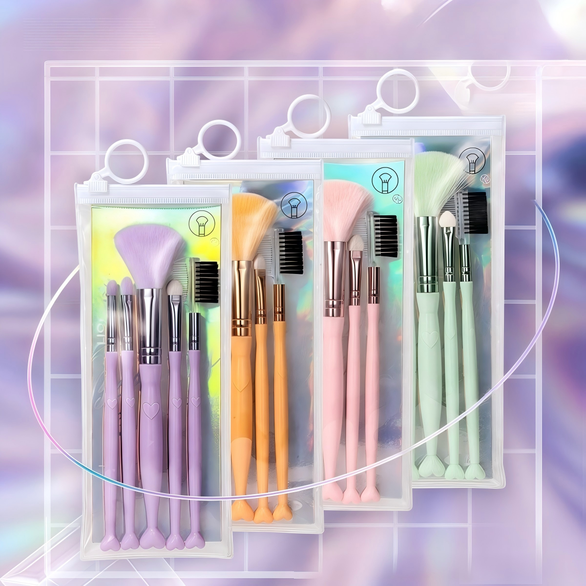 5 PCS professional makeup brush set eye shadow brush powder brush eye shadow stick eyebrow comb lip brush portable makeup brush