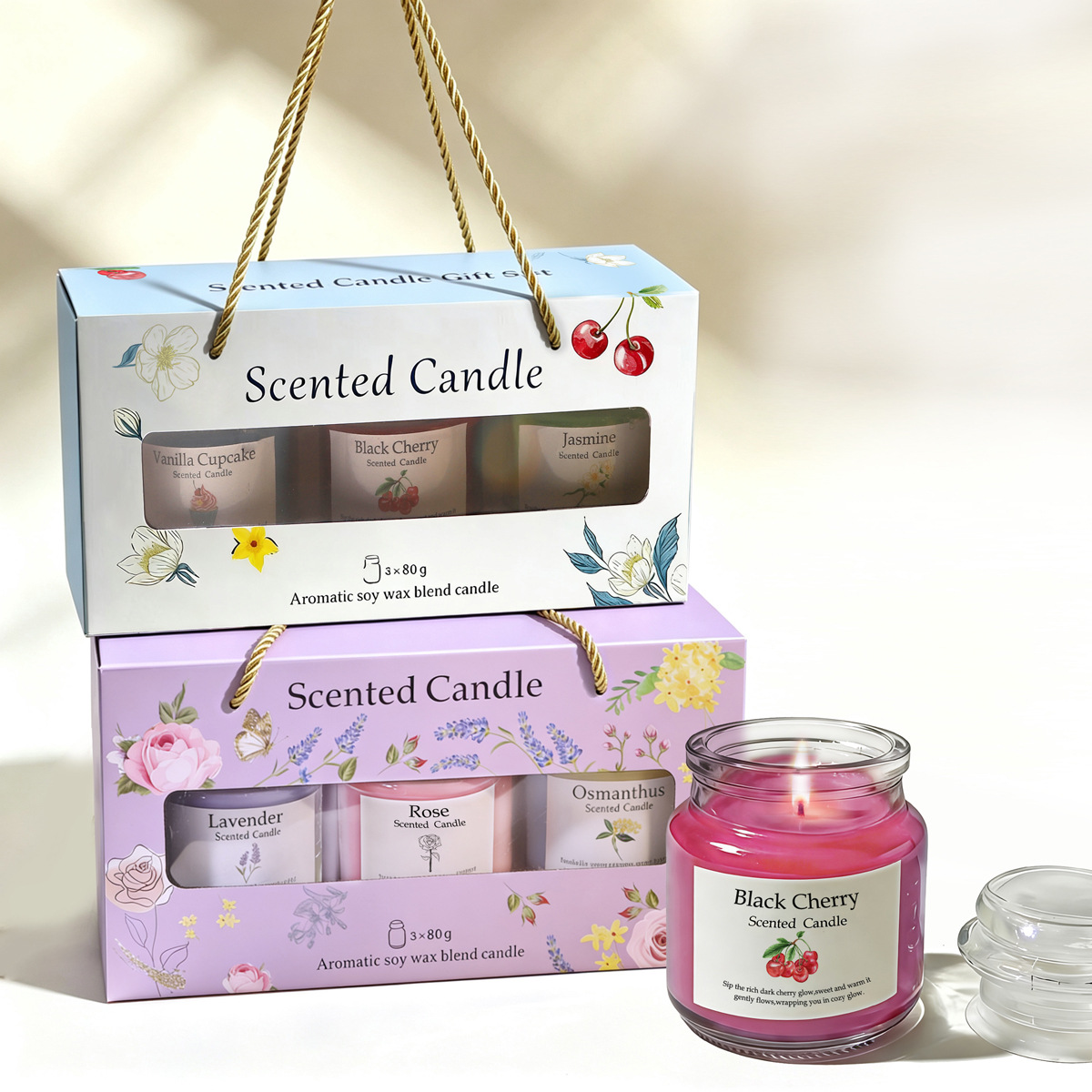 Female aromatherapy birthday gift, decorative candle with natural and long-lasting fragrance, smoke-free, stress relieving, fragrance candle gift, smokeless candle