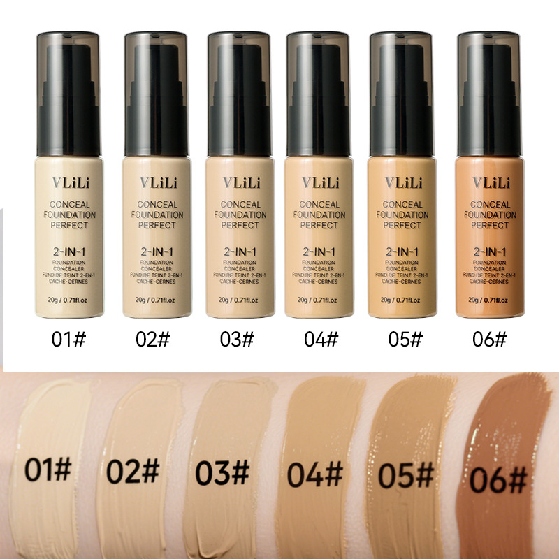 Waterproof full concealer concealer 6-color liquid foundation concealer acne mark cover black eye circles durable waterproof liquid foundation makeup view 2