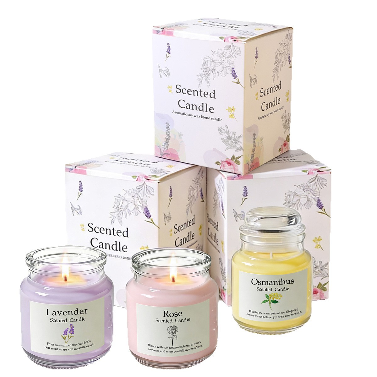 Female aromatherapy birthday gift, decorative candle with natural and long-lasting fragrance, smoke-free, stress relieving, fragrance candle gift, smokeless candle