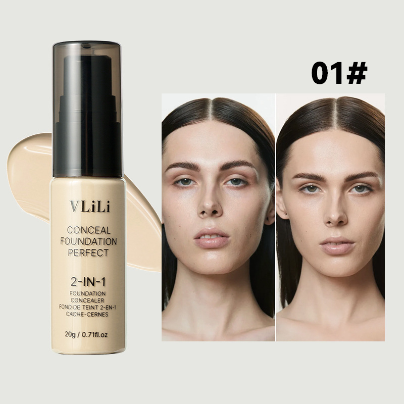 Waterproof full concealer concealer 6-color liquid foundation concealer acne mark cover black eye circles durable waterproof liquid foundation makeup view 6