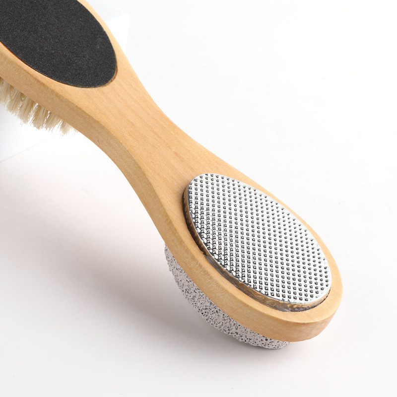 Multifunctional 4 Sides Foot Scrubber Wooden Pedicure File Hard Skin Callus Remover Foot Care Tool