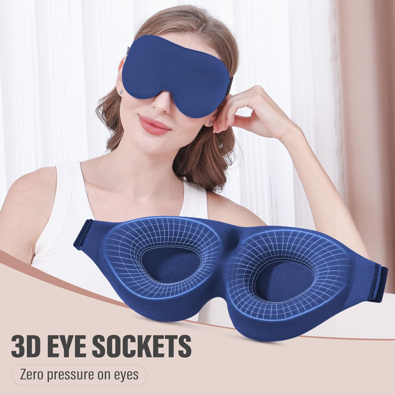 1PS3D contoured sleep mask with 360° light blocking. Ultra soft & breathable fabric, no pressure on eyes. Adjustable strap, ideal for home, dorm, travel & office nap. Unisex for men, women & students.