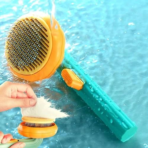 Premium Pumpkin Pet Brush – Self Cleaning Grooming Brush for Cats & Dogs