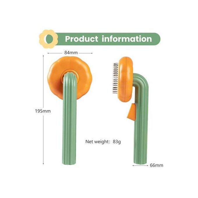 Premium Pumpkin Pet Brush – Self Cleaning Grooming Brush for Cats & Dogs