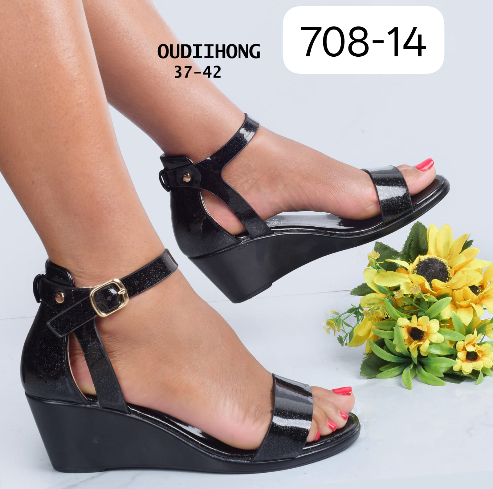 Women PU Open Wedge Sandals Comfortable Lightweight Stylish Ladies Shoes Casual Office Party Wear Durable Non Slip Sole Fashion Footwear Sizes 37 to 42
