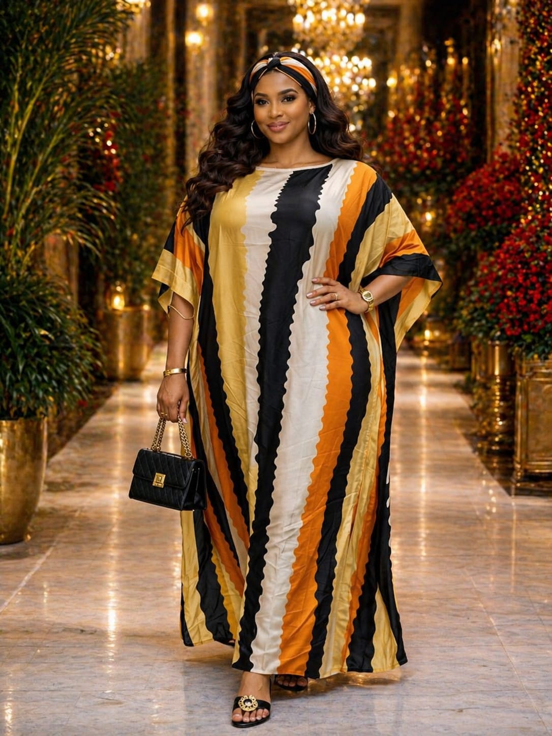 Women Elegant Silk Dera Dress Free Size Maxi Kaftan Soft Smooth Fabric Comfortable Loose Fit Stylish Modest Wear Lightweight Breathable Outfit Plus Size Friendly