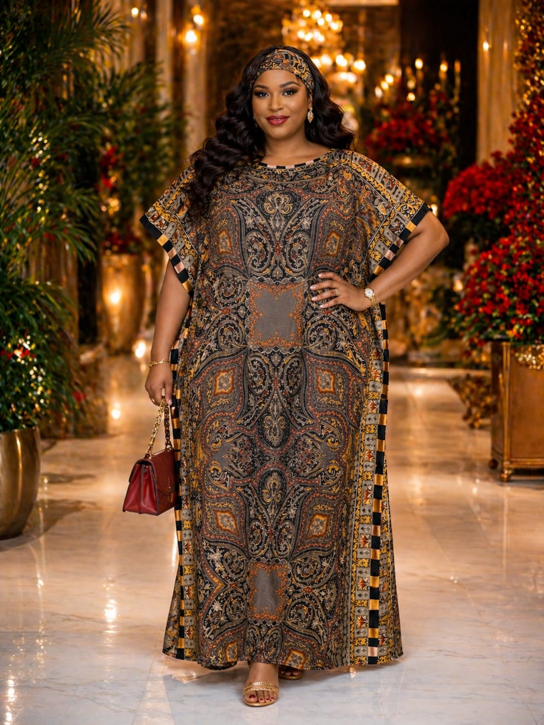 Women Elegant Silk Dera Dress Free Size Maxi Kaftan Soft Smooth Fabric Comfortable Loose Fit Stylish Modest Wear Lightweight Breathable Outfit Plus Size Friendly