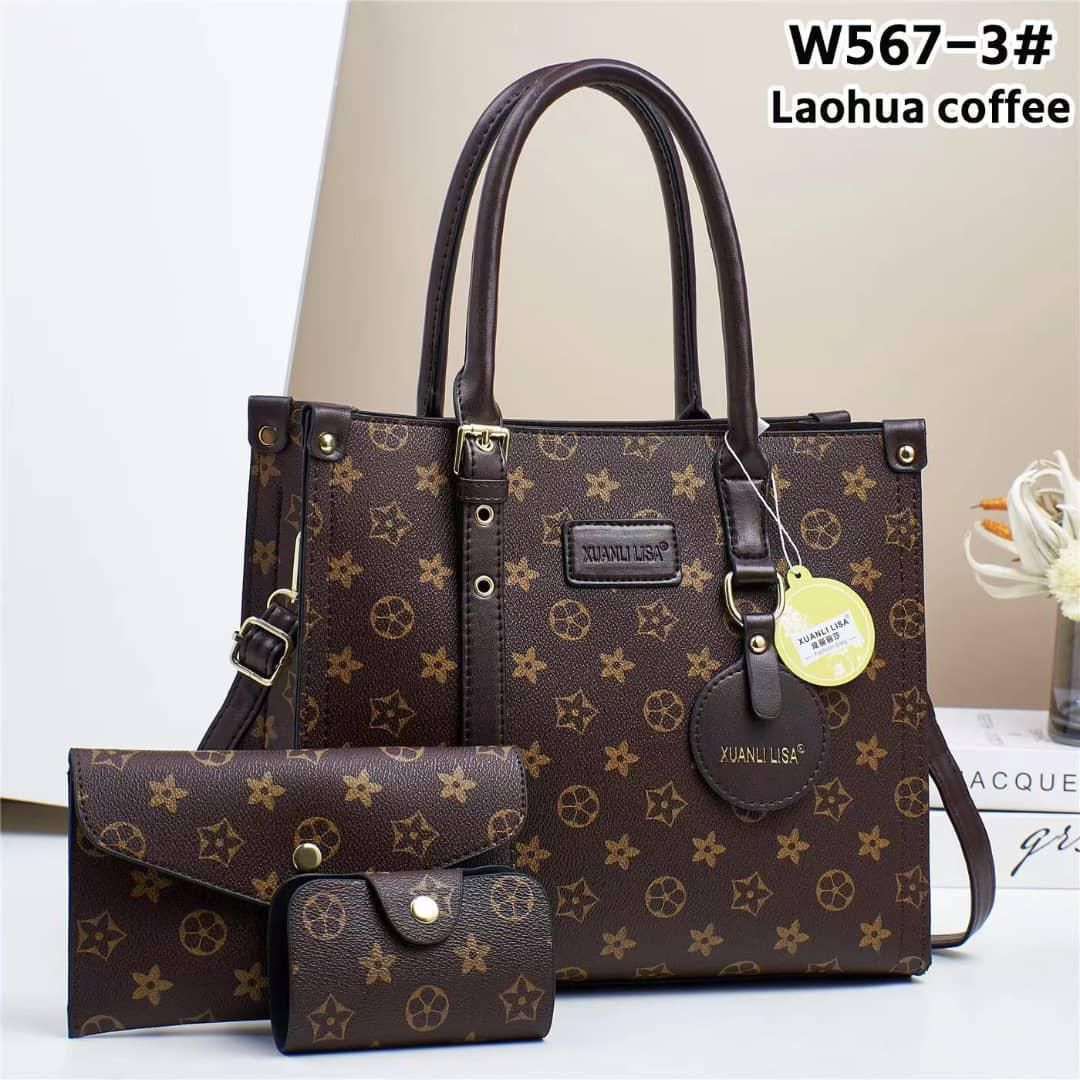 Women 3 in 1 PU Leather Handbags Set Tote Shoulder Crossbody Bags Stylish Durable Elegant Everyday Use Spacious Fashion Bags Multi Function Set