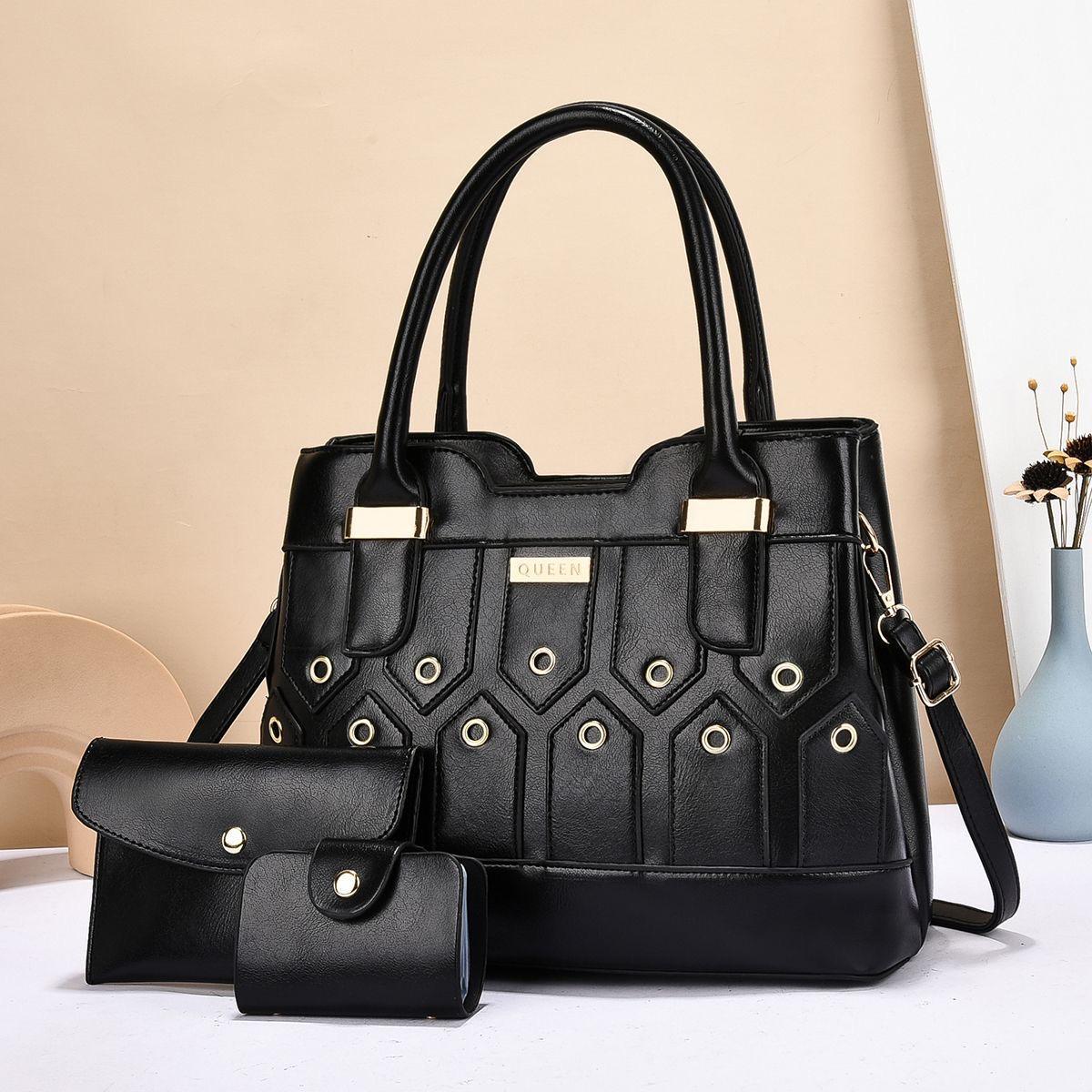 Women 3 in 1 PU Leather Handbags Set Tote Shoulder Crossbody Bags Stylish Durable Elegant Everyday Use Spacious Fashion Bags Multi Function Set