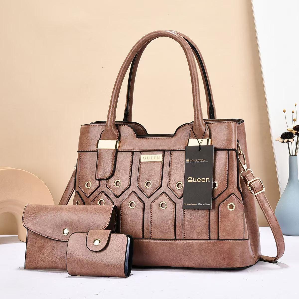 Women 3 in 1 PU Leather Handbags Set Tote Shoulder Crossbody Bags Stylish Durable Elegant Everyday Use Spacious Fashion Bags Multi Function Set