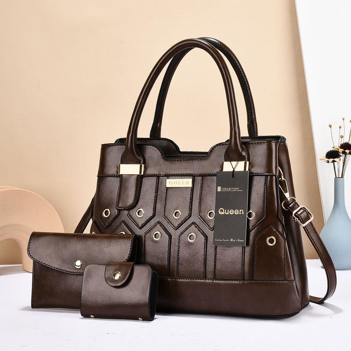 Women 3 in 1 PU Leather Handbags Set Tote Shoulder Crossbody Bags Stylish Durable Elegant Everyday Use Spacious Fashion Bags Multi Function Set