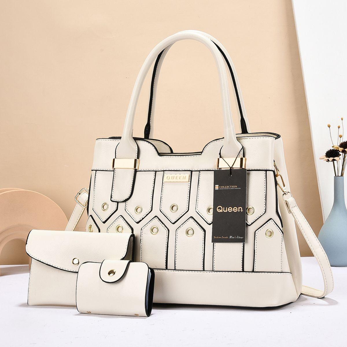 Women 3 in 1 PU Leather Handbags Set Tote Shoulder Crossbody Bags Stylish Durable Elegant Everyday Use Spacious Fashion Bags Multi Function Set