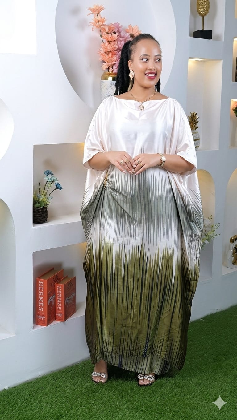 Women Kaftan Dress New Print Free Size Adjustable Inner Belt Elegant Maxi Dress Comfortable Loose Fit Breathable Fabric Stylish Casual Wear Quality Outfit