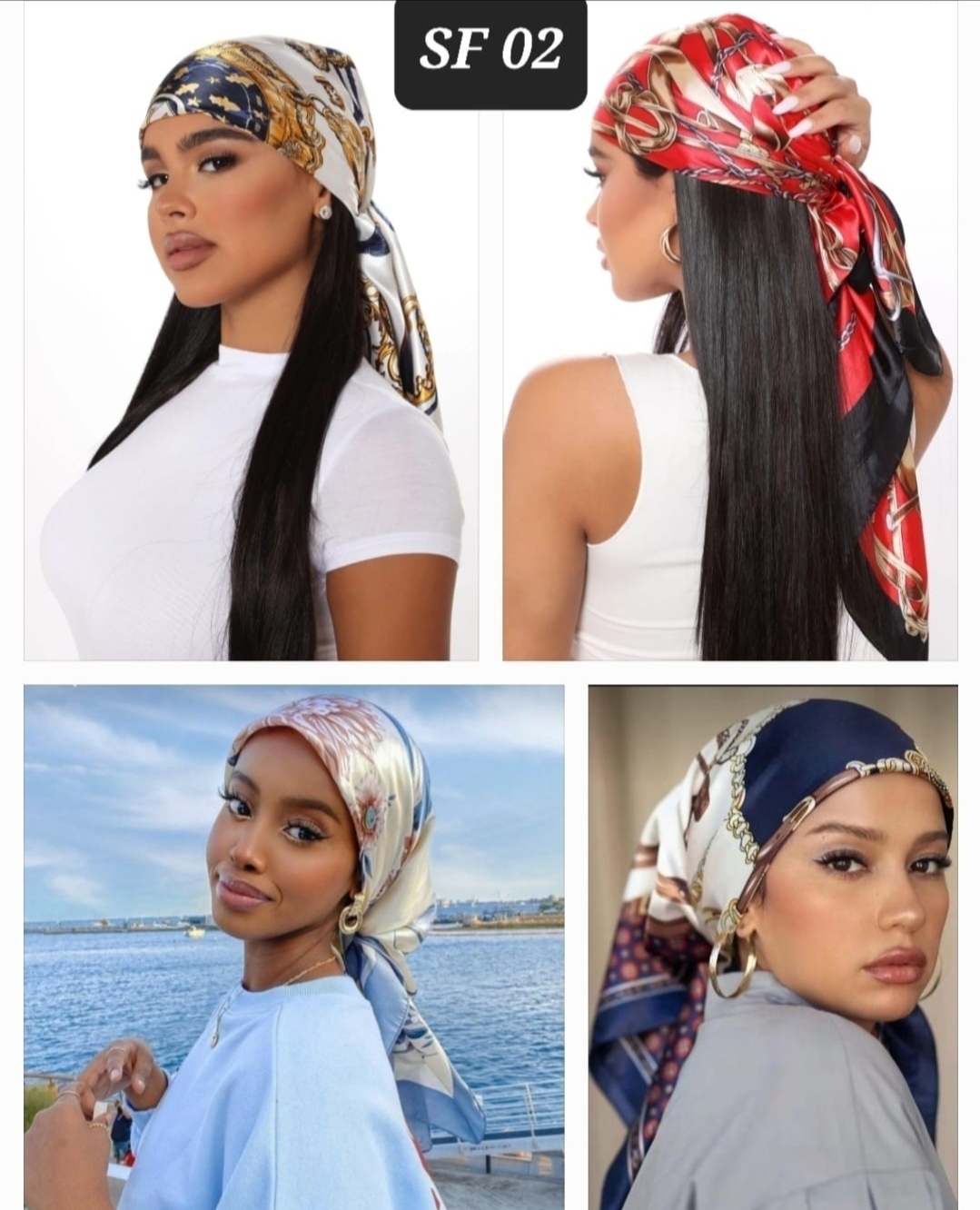 Premium Women’s Square Silk-Satin Headscarf – Elegant Printed Bandana Neck Scarf & Luxury Hair Wrap