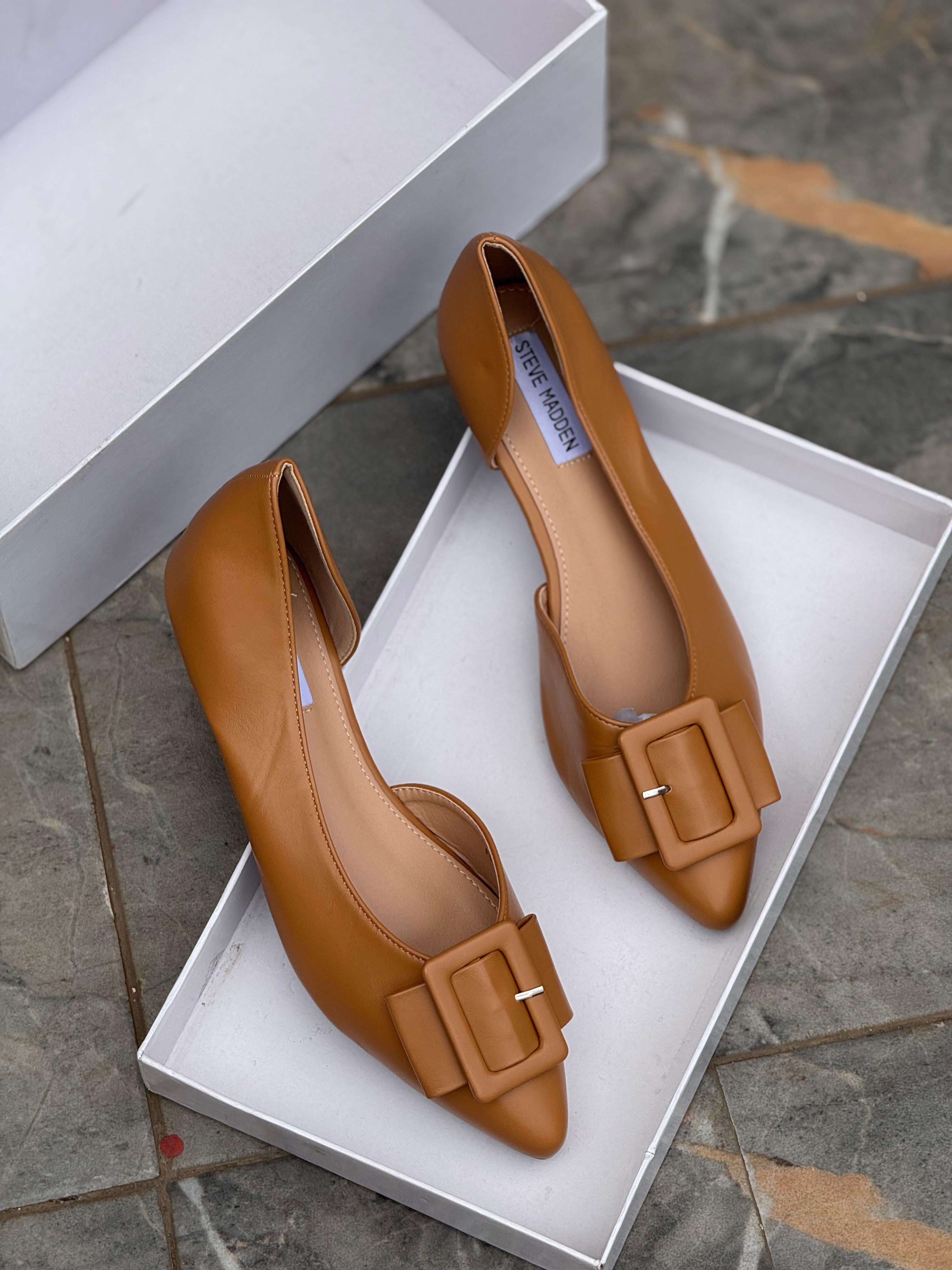 Steve Madden Pointed Toe Women’s Doll Shoes Flats – Elegant D'Orsay Slip-On Dress Shoes.